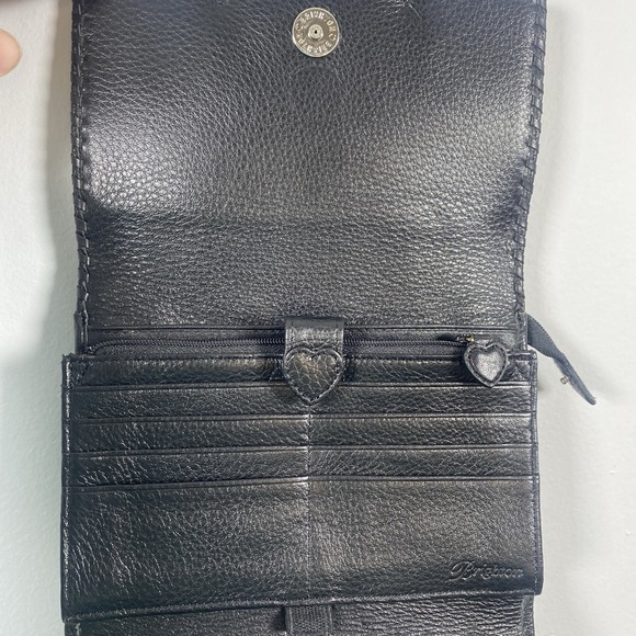 Brighton‎ Montreal Sun Burst Black Leather Suede Boho Wallet Bag Organizer Purse